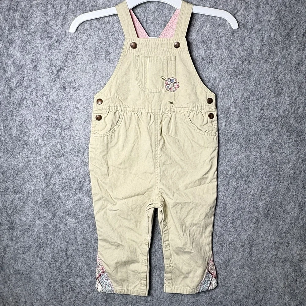 Gymboree Overalls Y2K VTG Girls Sz 18-24 Mo Patchwork Floral Embroidered